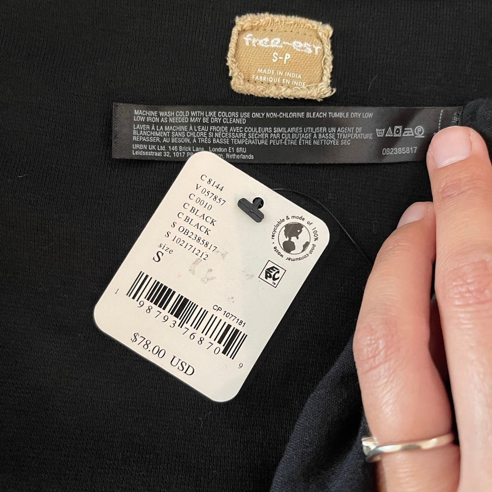 NWT Free People Free-est Lexi‎ Drop-Waist Mini Dress Black Long Sleeve Size S - Picture 5 of 11